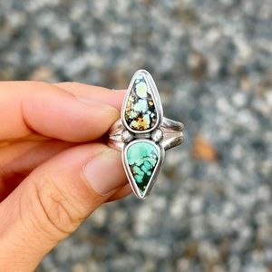 Double Stone Turquoise Sterling Silver Ring
